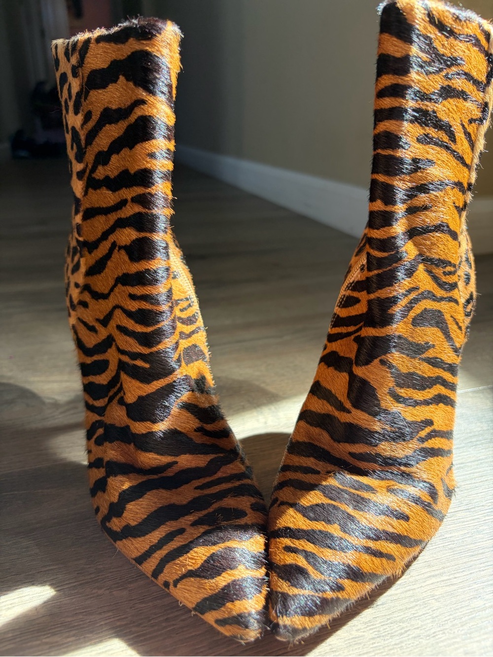 Steve Madden Tiger-Print Ankle Boots in Orange and Black